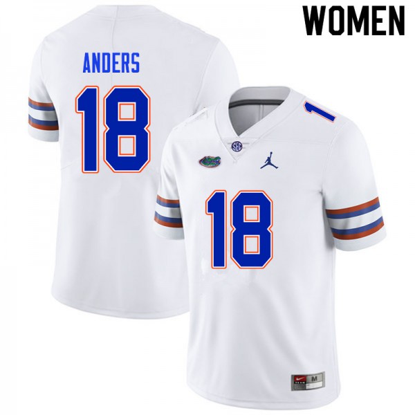 Women #18 Jack Anders Florida Gators College Football Jerseys White